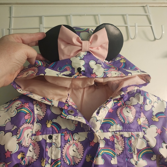 Babyhug Full Sleeves Hooded Raincoat Disney Minnie Print - Purple
